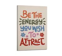 Be The Energy You Want to Attract Print, Colorful Manifesto Wall ArtPoster, Motivational Wall Art, Inspirational Quotes Canvas Posters for Bedroom Living Room Decor 24x36inch(60x90cm) Frame-style-1