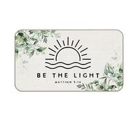 Be The Light Matthew 5:14 Door Mat,17"X30" Decorative Home Indoor Outdoor Front Porch Door Mat,Christian Sun Sunshine Eucalyptus Leaves Welcome Mat Decor,Gifts for Christian Women Men