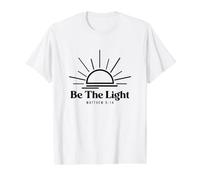 Be The Light Matthew 5 14 Motivational Bible Verse Christian Value Graphic T-Shirt, Men, White, S