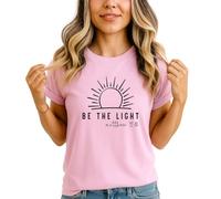Be The Light Matthew 5 14 Womens T-Shirt Scripture Bible Verse Christian Faith Clothing Gift for Her M (12-14)
