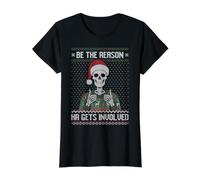 Be the Reason hr gets Involved Ugly Christmas Sweater Value Graphic T-Shirt, Women, Black, XS