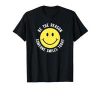Be the Reason Someone Smiles Today Motivation Happy Face Value Graphic T-Shirt, Men, Black, S