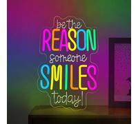 Be The Reason Someone Smiles Today Neon Sign, 40 * 25 cm USB Powered LED Neon Lights for Wall Decor, Wall Light Sign for Bedroom, Living Room Decor