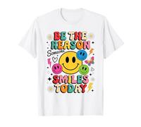 Be The Reason Someone Smiles Today Retro Colorful Happy Face T-Shirt