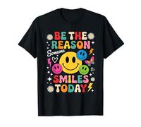 Be The Reason Someone Smiles Today Retro Colorful Happy Face T-Shirt