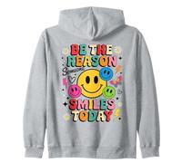 Be The Reason Someone Smiles Today Retro Colorful Happy Face Zip Hoodie