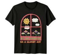 Be The Sunshine On A Cloudy Day Positive Message Inspirational Graphic Tee Mens T-Shirt Womens Top Retro Sun Flowers Design 5XL Black