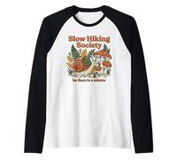Be There in A Minute Slow Hikers Society Snail Hiking Club Raglan Baseball Tee