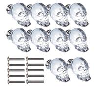 BE-TOOL 10 Pieces Door Knobs - Crystal Skull Head Drawer Pulls Knobs with Screws, Clear Pull Handles for Dresser Cabinet Closet, Furniture Decorative