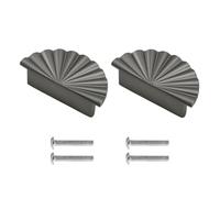 BE-TOOL 2Pcs Cabinet Pulls Vintage Grey Cup Flat Drawer Handles Home Kitchen Dresser Furniture Hardware (Brushed Gold, 2.52"(64mm) Hole Center, Fan-Pleated)