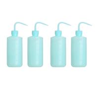BE-TOOL 4 Pack Safety Wash Bottle, 500ml Squeeze Bottle with Nozzle Plastic Lab Liquid Dispenser with Scale Labels for Plant Vinaigrette Detergent Medical (Blue)