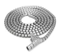 BE-Tool Cable Tidy Wrap, 2m x 15mm Cable Tidy Wrap Tube Spiral Binding Organizer Kit with Clamp for PC TV DVD Stereo Antenna Cable etc,Grey