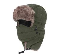 BE-TOOL Green Unisex Winter 3-in-1 Bomber Hat with Neck Warmer, Ear Flap, and Removable Full Face Cover, Windproof Trapper Hat for Skiing Cycling