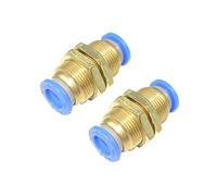 BE-TOOL Pneumatic Bulkhead Connector 10Pcs 6MM Brass Pneumatic Fitting Straight Through PM Bulkhead Union Push in Fitting for Oil, Natural Gas, Instrumentation