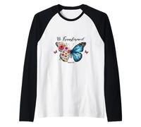 Be Transformed Romans 12:2 Butterfly Floral Scripture Raglan Baseball Tee