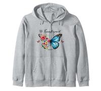 Be Transformed Romans 12:2 Butterfly Floral Scripture Zip Hoodie