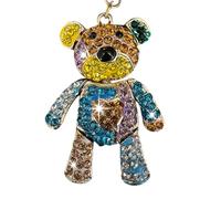 BE WHAT YOU BELIEVE Luxury Rhinestone Multicolor Teddy Bear Keyring, Keychain, Charm, Multi B, S