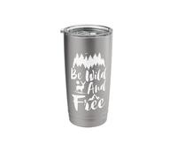 Be Wild and Free with Forest Deer and Mountains Camping Stainless Steel Insulated Tumbler