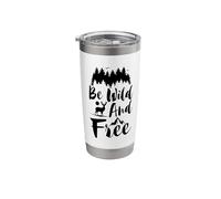 Be Wild and Free with Forest Deer and Mountains Camping Stainless Steel Insulated Tumbler