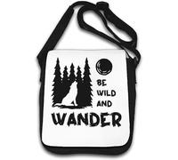 Be Wild And Wander Wolf Howling At The Moon Graphic Shoulder Bag White
