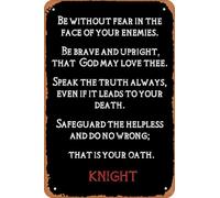 Be Without Fear Knight Oath Metal Sign - Vintage Medieval Wall Decor, Fantasy & Man Cave Art