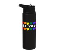 BE You Pride Love Hearts LGBTQI Community Pride Month Stainless Steel Insulated Water Bottle