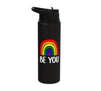 Be You Rainbow Pride Hand Drawn Self Expression Design Stainless Steel Insulated Water Bottle