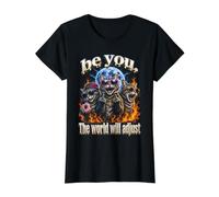 Be You The World Will Adjust Cat Attitude Value Graphic T-Shirt, Women, Black, L