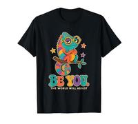 Be You. The World Will Adjust Chameleon Humor Value Graphic T-Shirt, Men, Black, M