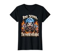 Be You The World Will Adjust Opossum Design Value Graphic T-Shirt, Women, Black, S