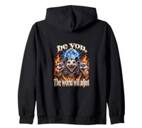 Be You The World Will Adjust Opossum Design Zip Hoodie