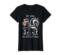 Be You, The World Will Adjust. Punk Skunk Value Graphic T-Shirt, Women, Black, M