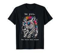 Be You, The World Will Adjust. Punk Zebra Rebel Value Graphic T-Shirt, Men, Black, S