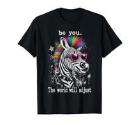 Be You, The World Will Adjust. Punk Zebra Value Graphic T-Shirt, Men, Black, L