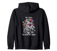 Be You, The World Will Adjust. Punk Zebra Zip Hoodie