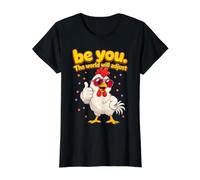 Be You The World Will Adjust Quirky Chicken Value Graphic T-Shirt, Women, Black, XS