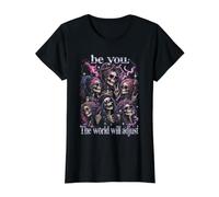 Be You The World Will Adjust Skeleton Crew Value Graphic T-Shirt, Women, Black, XL