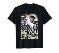 Be You The World Will Adjust Unicorn Rainbow Value Graphic T-Shirt