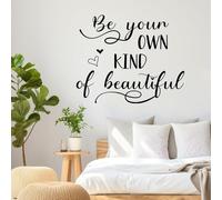 Be Your Own Kind of Beautiful Quote Wall Stickers, STNRST-IN Inspirational Vinyl Wall Art Decal, Motivational Saying Home Decor Wallpaper for Bedrooms Living Room Office Bathroom (Black)