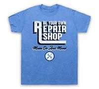 Be Your Own Repair Shop Make Do and Mend Mens T-Shirt, Vintage Blue, Large