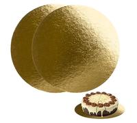 Be Your Packer Cake Boards 12" (30cm) - Decorative Round Cardboard Pastry Base - 1 mm Thick - Double Sided Gold - 10 Pack