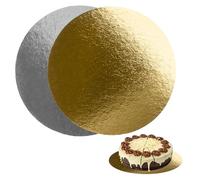 Be Your Packer Cake Boards 8" (20cm) - Decorative Round Cardboard Pastry Base - 1 mm Thick - Double Sided Gold and Silver - 10 Pack