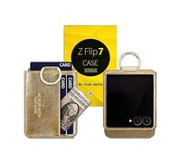 ㆍBE YOUR SANTAㆍBE YOUR SANTA [BeYourSanta] Galaxy Z Flip 7 Case with Ring - Avant-Garde Handmade Saffiano Vegan Leather Case, Anti-Scratch Hinge Protection, Made in Korea (3 Pockets, Fortuna Gold)