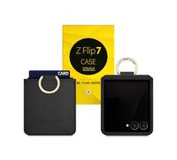 ㆍBE YOUR SANTAㆍBE YOUR SANTA [BeYourSanta] Galaxy Z Flip 7 Case with Ring - Avant-Garde Handmade Saffiano Vegan Leather Case, Anti-Scratch Hinge Protection, Made in Korea (1 Pocket, Black)