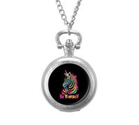 Be Yourself LGBTQ Rainbow Classic Quartz Pocket Watch Vintage Men's Pocketwatch with Chain Christmas Gifts for Father Husband Boyfriend