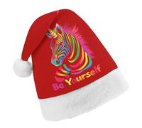 Be Yourself LGBTQ Rainbow Funny Santa Hat for Women Men Red Christmas Hats Classic Party Headwear