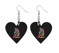 Be Yourself LGBTQ Rainbow Trendy Wooden Earrings Lightweight Charms Pendant Hooks Gifts for Women Love