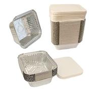 Be4Ever 55X Aluminium Foil Trays Containers with Lids Food Trays with Lids Ideal for Baking, BBQ, foil containers for Cooking Tray Disposable Takeaway Containers (No.2 Foil Containers)