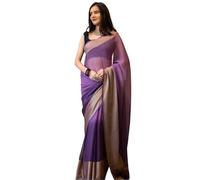 BE4ME.COM 1 Min Ready to Wear Floral Georgette Saree with Unstitch Blouse (Lavender Zari)