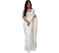 BE4ME.COM 1 Min Ready to Wear Floral Georgette Saree with Unstitch Blouse (White 01)